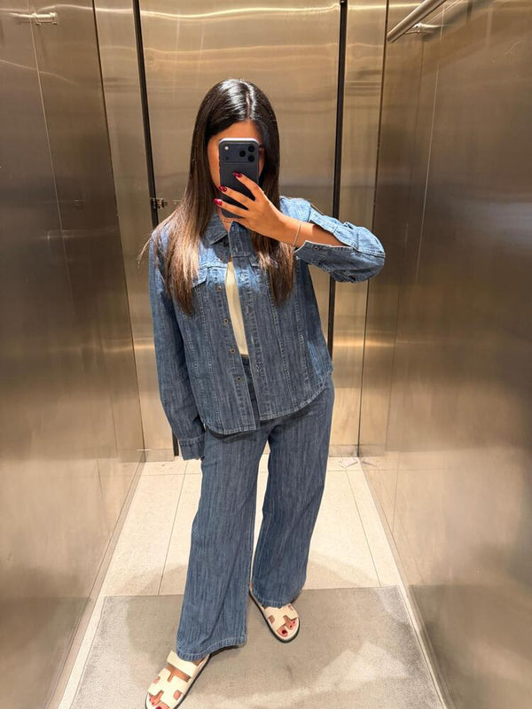 Collared Denim Set