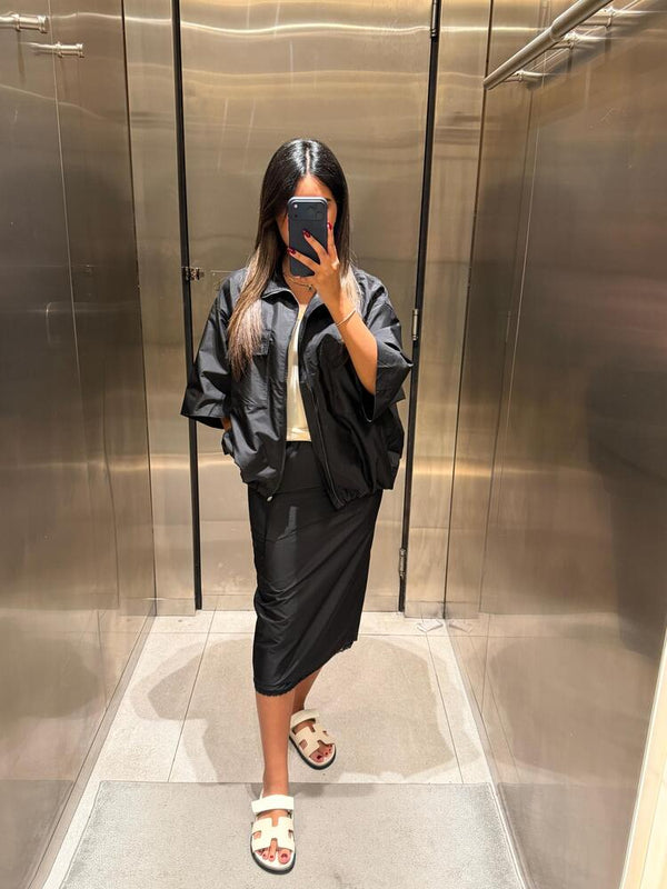Short Sleeve Zip-Up + Skirt Set