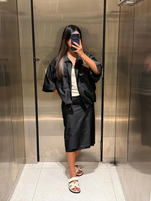 Short Sleeve Zip-Up + Skirt Set