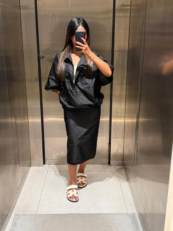 Short Sleeve Zip-Up + Skirt Set