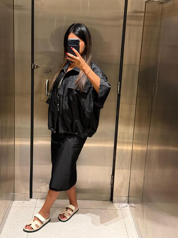 Short Sleeve Zip-Up + Skirt Set