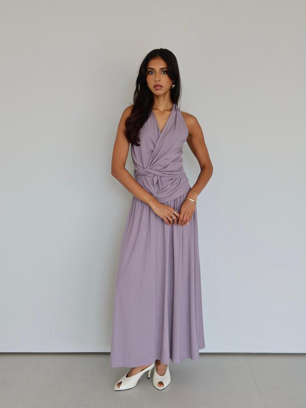 Sleeveless Wrap Tie Top + Skirt Set