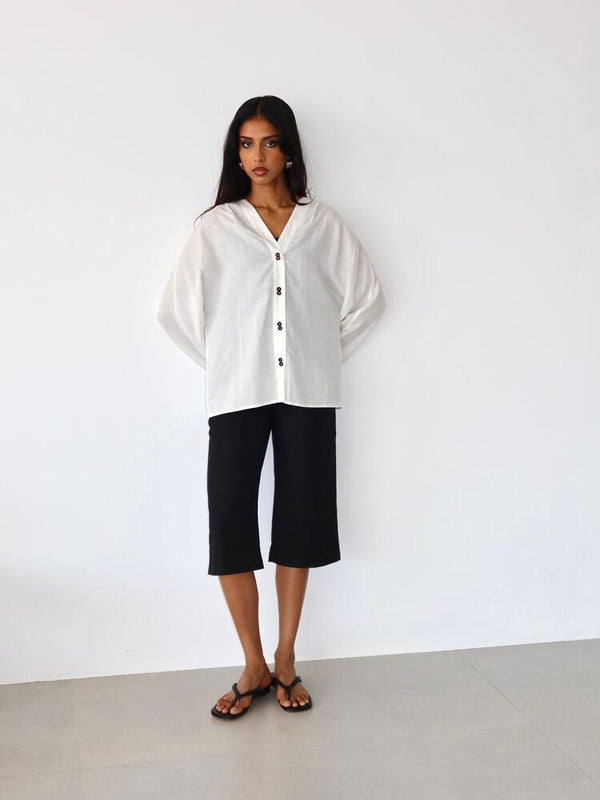 V-Neck Linen Long Sleeve