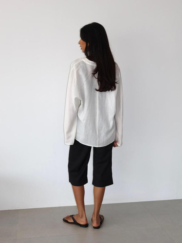 V-Neck Linen Long Sleeve