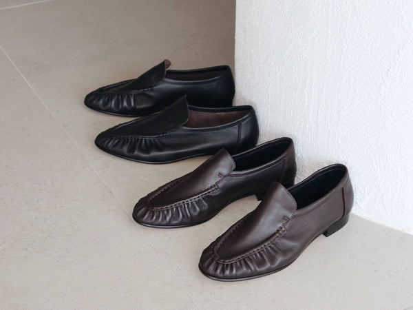 Leather Pleated Loafers
