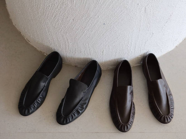 Leather Pleated Loafers
