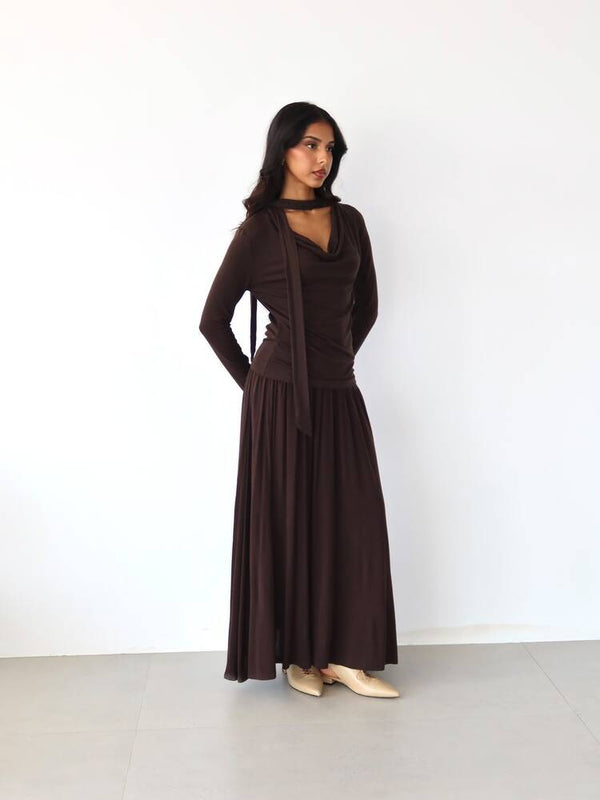 Cowl Neck Tie Top + Skirt Set