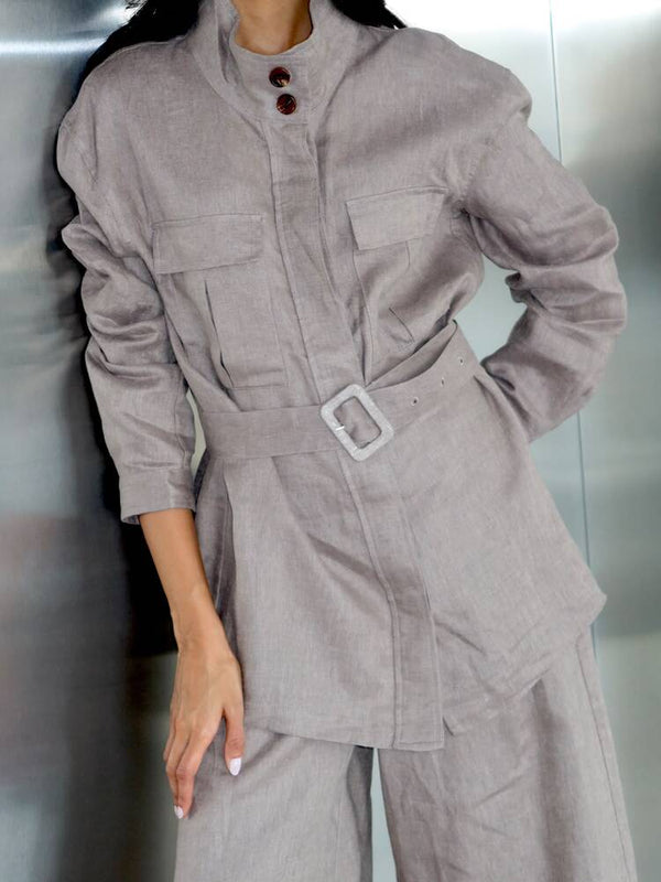 Linen Jacket Shorts Set