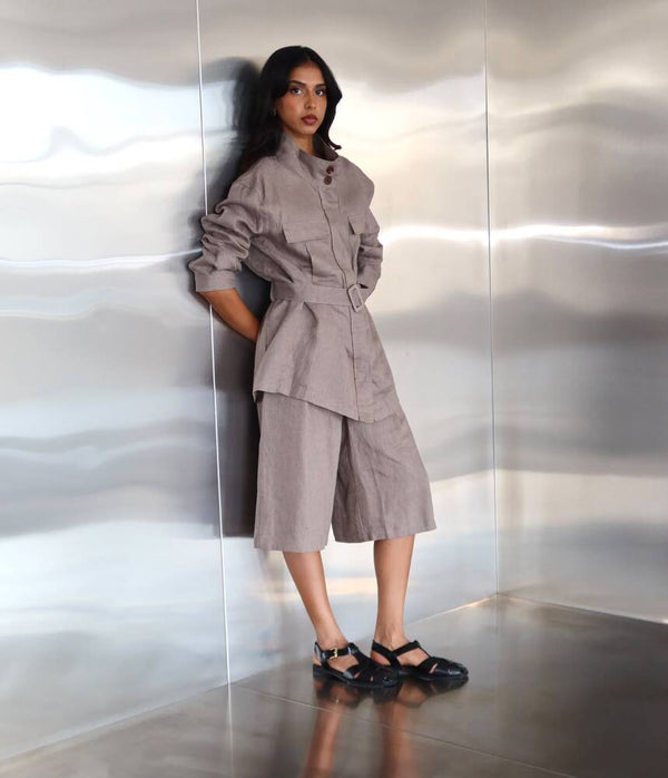Linen Jacket Shorts Set