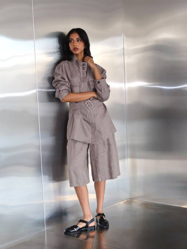 Linen Jacket Shorts Set