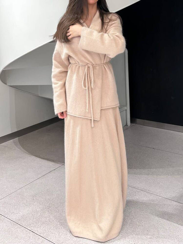 3 Piece Tie Cardigan Set