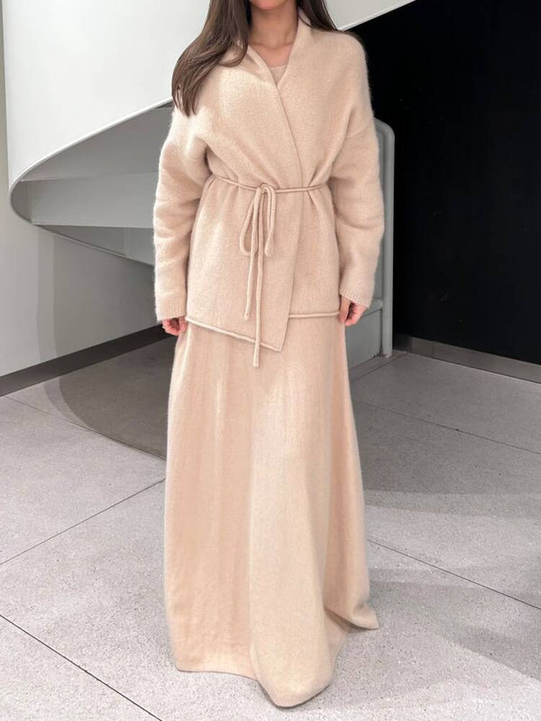 3 Piece Tie Cardigan Set