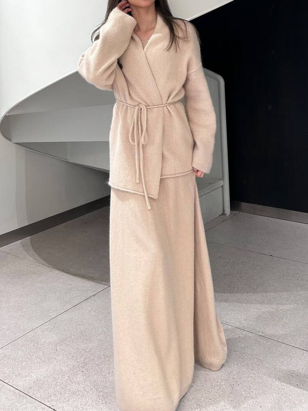 3 Piece Tie Cardigan Set