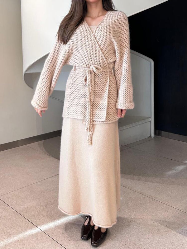 Knit Dress With Cardigan