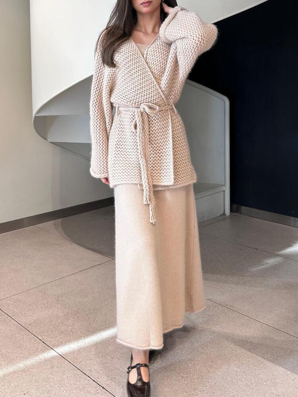 Knit Dress With Cardigan