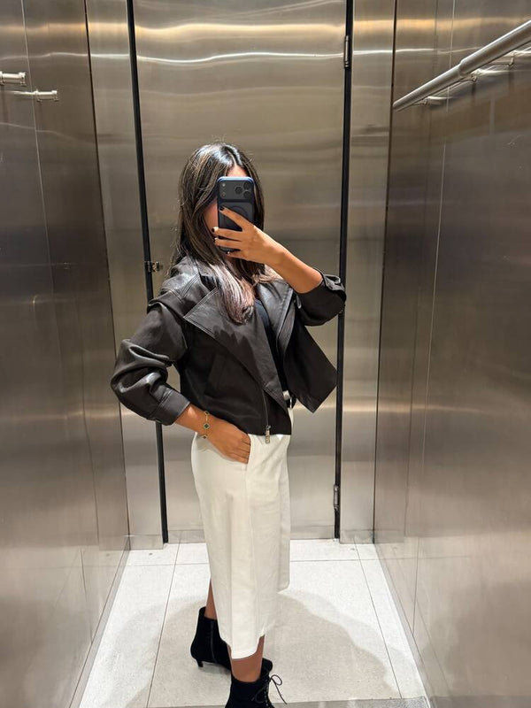 Taupe Leather Jacket