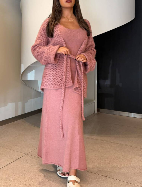 Knit Dress With Cardigan