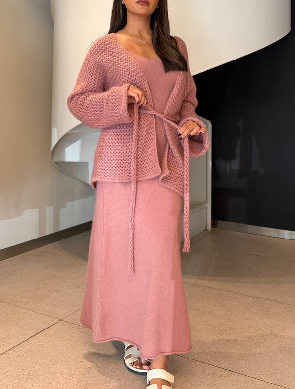 Knit Dress With Cardigan