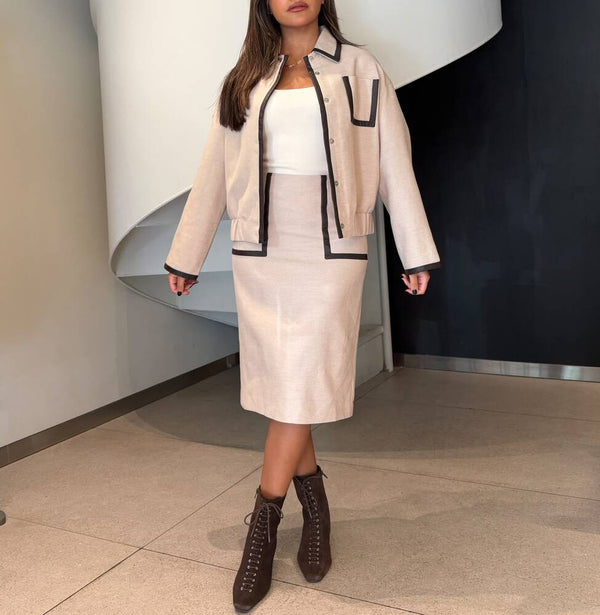 Contrast Jacket Set