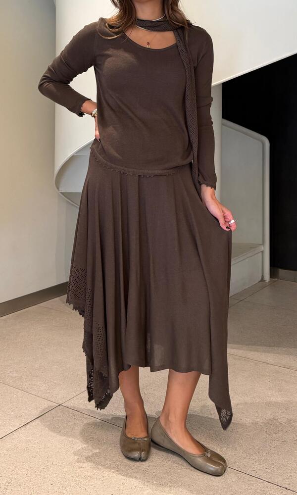 Mesh Detail Skirt Set