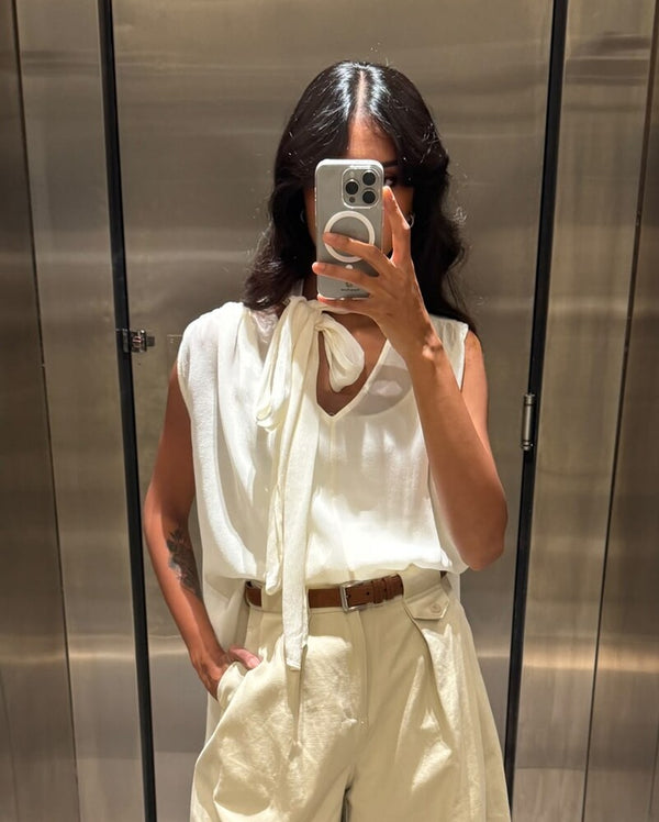 Sleeveless Neck Tie Tops