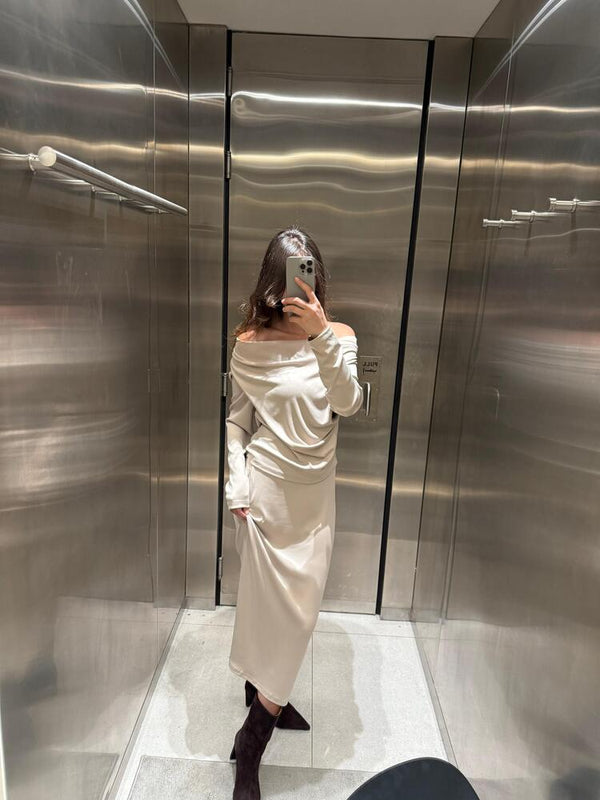 Draped Midi Skirt Set