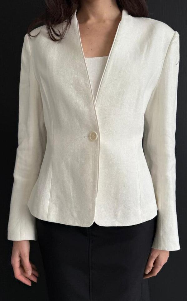 Linen Collarless Blazer