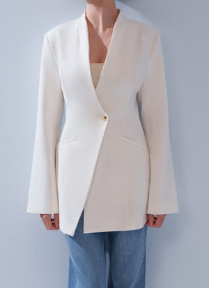 V-Neck Single Button Blazer