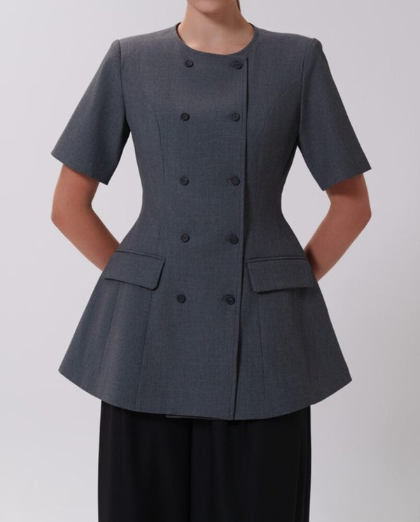 Short Sleeve Blazer with 10 Buttons