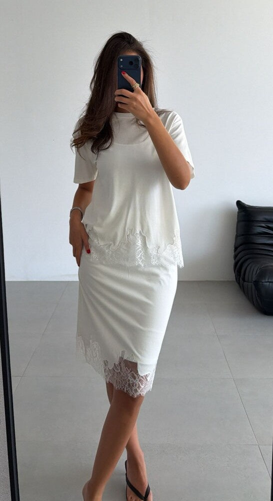 Floral Lace Trim + Skirt Set