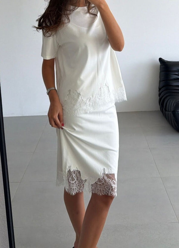 Floral Lace Trim + Skirt Set