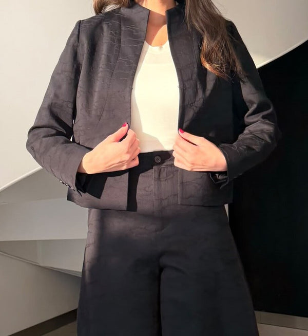 Patterned Crop Blazer