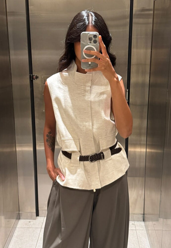 Collar Belted Vest